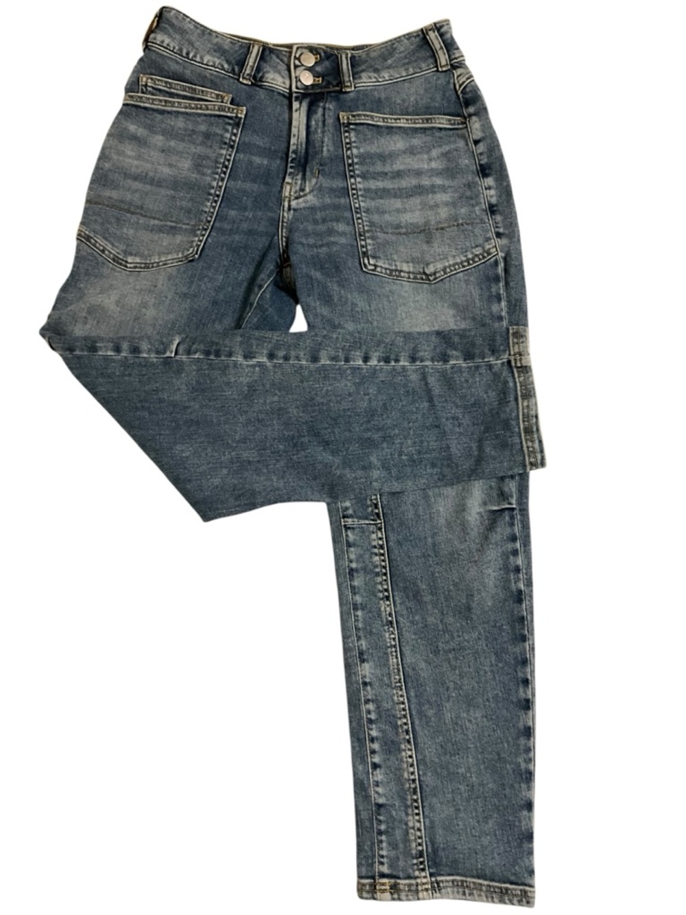 Pilcro By Anthropologie Wanderer Mid Rise Relaxed Straight Utility Jeans Sz 27P